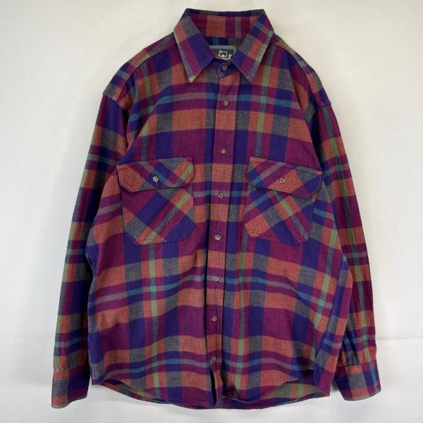古着 ウールリッチ WOOLRICH 長袖シャツ ネルシャツ 胸ポケット チェック柄 M マルチカラ...