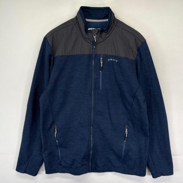 古着 オービス ORVIS ジャケット フルジップ ボンデッドメッシュ ワンポイントロゴ M  ネイ...
