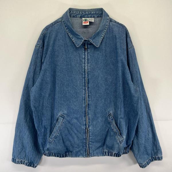 古着 ウェック WEK デニム ジャケット フルジップ チンストボタン 大きいサイズ 3XL  ブル...