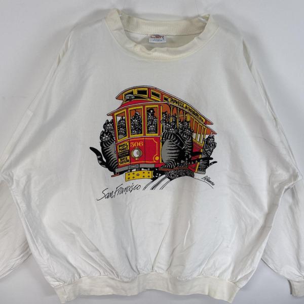 古着 90's/90年代 クレイジーシャツ  スウェット 大判 両面 プリント USA製 クリバンキ...