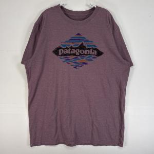 古着 パタゴニア patagonia 半袖Tシャツ プリント アウトドア クルーネック L パープル メンズ