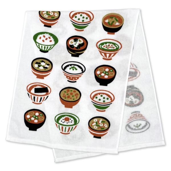 泉州産 フェイスタオル ガーゼ＆タオル cankeri ご飯とみそ汁