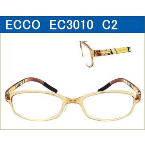 2980円→2480円　激安通販メガネ 【ECCO】　EC3010 C2　クリアライトブラウン／花柄...