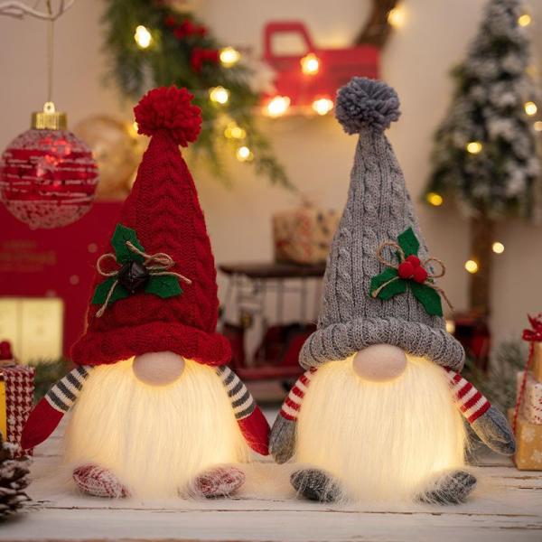 2点セット クリスマス 飾り ライト付きオーナメント ルドルフのぬいぐるみ 発光 人形 サンタクロー...