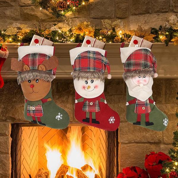クリスマス 装飾 ソックス お菓子 入れ 子供 子ども ギフト 靴下 飾り プレゼント用 暖炉 可愛...