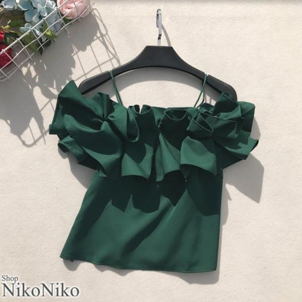 全品送料無料一部地域除く セール フリルオフショルキャミソール ma即納 トップス ノースリーブ レ...