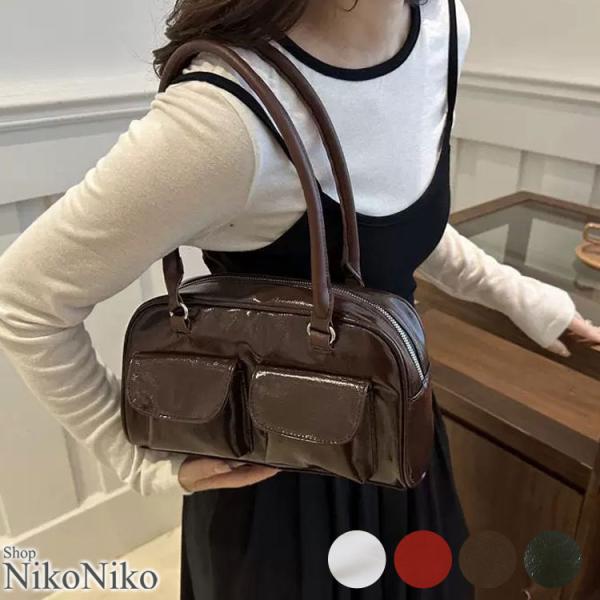 全品送料無料一部除く フロントダブルポケット ボストンバッグ レディース 韓国 プチプラ おしゃれ