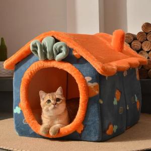 猫用の折りたたみ式で暖かい猫のベッド,冬用の小型および中型のペット用品,猫のテント,2020年