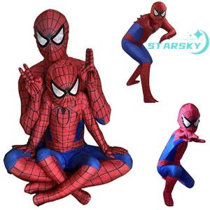 スパイダーマン 全身タイツ 赤 ライクラ 弾力と...の商品画像