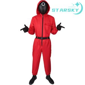 イカゲーム ○△□の警備員 コスプレ 衣装 赤...の詳細画像1