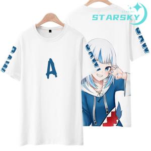 Vtuber Hololive   Gawr Gura がうる ぐら Tシャツ　短袖　夏服　男女用　日常服  人気キャラクター 柔らかい　アニメグッズ  プレゼント　ギフト｜nikotora