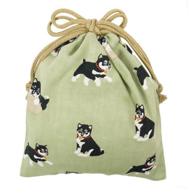 柴犬 黒柴くん 巾着 小 犬柄 小物入 日本製
