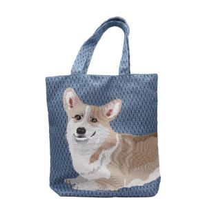コーギー　トートバッグ　キャンバス　レザー コーギー 縦長トートバッグ（ソラふりむき）ウェルシュ・コーギー