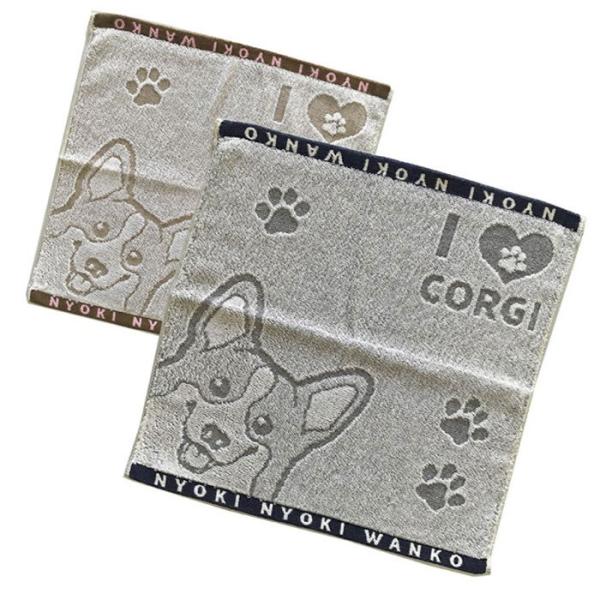 コーギー ハンドタオル まいわんちょ I love corgi 肉球 犬柄 犬雑貨