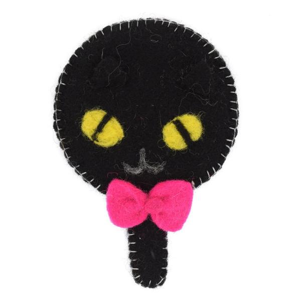 クロネコ ふんわりミラー 手鏡 黒猫 猫柄