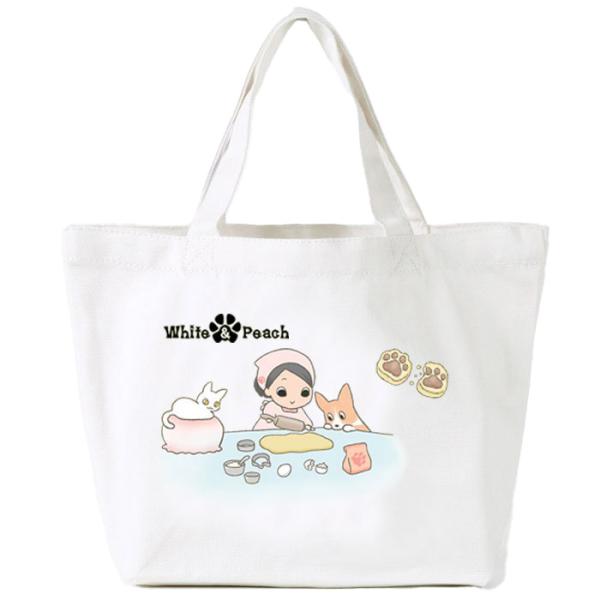 しろともも ミニトートバッグ お菓子作り 白猫 コーギー 猫柄 犬柄 肉球