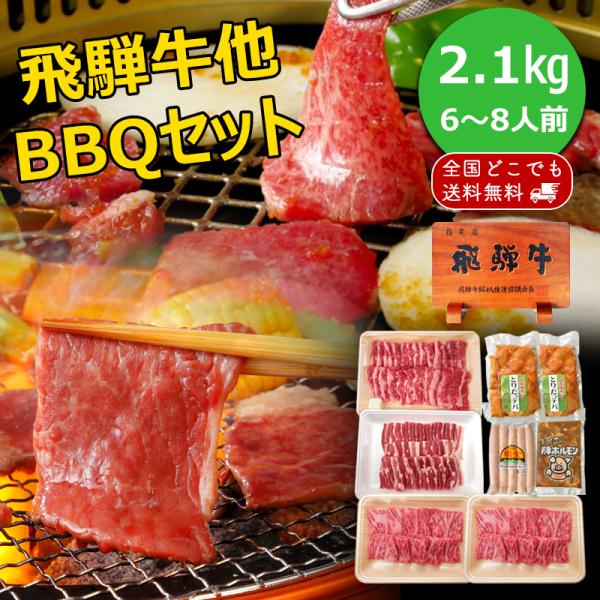 肉 焼肉 牛肉 バーベキューセット 2.1kg 約6〜8人前 焼肉セット 飛騨牛入り バーベキュー ...