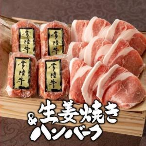 父の日 ハンバーグ プレゼント 肉 食べ物 お中元 2024 ギフト セット 食品 冷凍 お取り寄せ 牛肉 豚肉 常陸牛ハンバーグ 4個＆豚ロース 生姜焼き450g 木箱 内祝｜肉のイイジマ 常陸牛 ハンバーグ