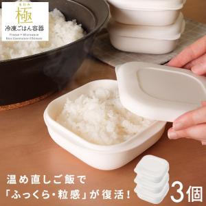 【3個セット】極 冷凍ごはん容器 レンジでチンで 炊きたてご飯のように ムラなく 一膳分 冷凍保存 冷凍ご飯 お弁当 マーナ K748 MARNA｜nikurasu