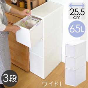 分別引出しステーション　ワイド L 3段 ゴミ箱 おしゃれ シンプル コンパクト 分別 隙間 引き出し ダストボックス 吉川国工業所 Like it｜nikurasu