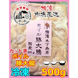 国産豚ボイル大腸  500g　市場直送 ハマモツ 豚ホルモン