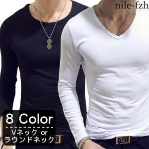Tシャツ 長袖 Vネック ラウンドネック メンズ...の商品画像