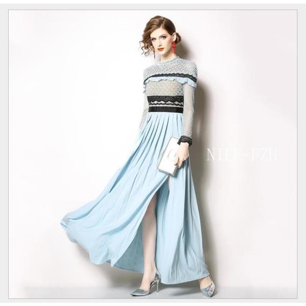 マキシワンピース 袖あり パーディードレス ロングドレス ウエディングドレス お姫様ドレス ステージ...