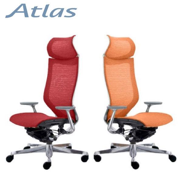 Atlas エクストラハイバック 固定ヘッドレスト ホワイトボディ メッシュシート ポリッシュ脚 固...