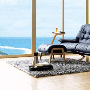 karimoku 黒いレザーオットマン karimoku 黒いレザーオットマン