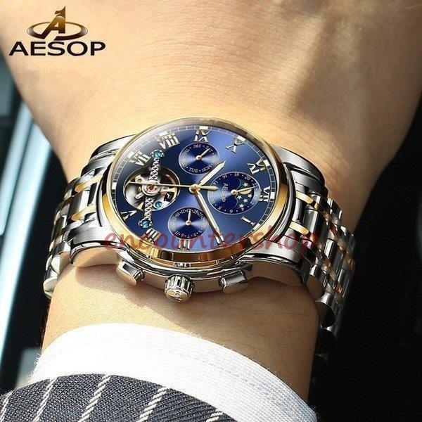 腕時計 クロノグラフ メンズ 防水 Aesop腕時計 ウェーブセプター 機械式 うでどけい ブランド...
