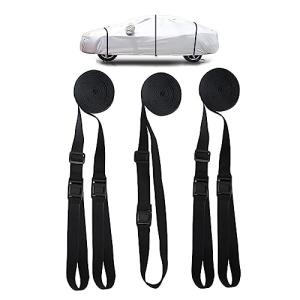 LINFEN ガードバンド 車カバー 防風ロープ 防風ベルト ゴムベルト 車 カバー 防風対策 絞り紐 バックル 車体カバー用 ボディカバー 長さを調整 一般