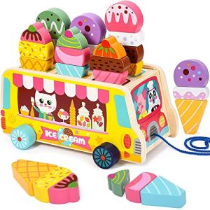 Homehalo おままごとセット 木製 モンテッソーリ 玩具 アイスクリームセット 木の玩具 おもしろい はめこみ 形合わせ 知育玩具 2 3 4