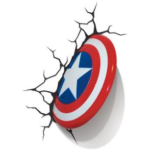 Captain America Shield 3D Deco Light キャプテン アメリカ 3Dデコライト シールド 盾 たて ひび割れステッカー ウォールライト LED 照明 壁ライト 立体 MARVEL｜nineselect