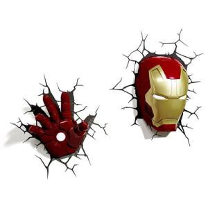 『訳あり品』Iron Man 3 3D Deco Light Mask & Hand SET アイアンマン3 3Dデコライト マスク ハンド セット ひび割れステッカー ウォールライト LED｜nineselect