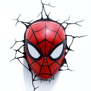 Spider Man Mask 3D Deco Light スパイダーマン 3Dデコライト マスク ひび割れステッカー ウォールライト LED 照明 壁ライト 立体 アメコミ｜nineselect