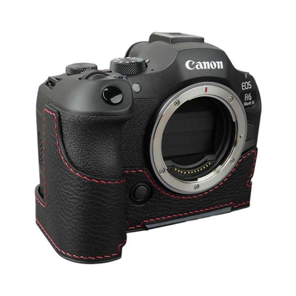 Canon EOS R6 Mark III 専用 イタリアンレザー カメラケース Black Red...