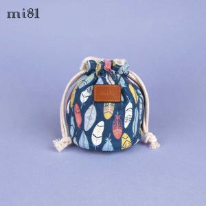 クリックポストOK! ポーチ mi81 Cotton Printed Pouch S MD01IF コットン カメラポーチ レンズポーチ おしゃれ かわいい 巾着｜nineselect