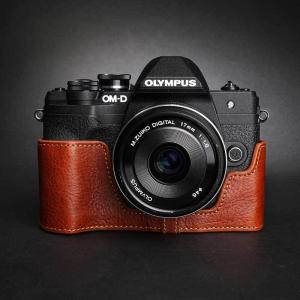 カメラケース TP Original OLYMPUS OM-D E-M10 Mark IV用 レザー ケース Volcano おしゃれ 本革 牛革 速写ケース バッテリー交換可能 TB06EM104-LB｜nineselect