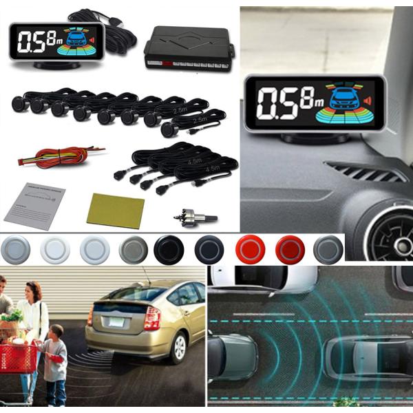 前後駐車センサー 可視 車内電装品 後付 コーナーセンサー クリアランスソナー 6/8センサー 前後...