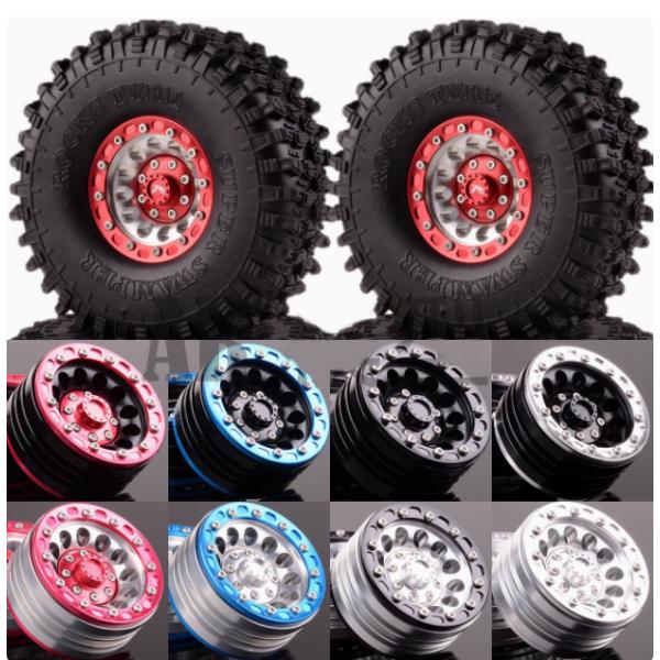 4ピース1.9ビードロックホイールリムゴムタイヤセット1/10 RCクローラーTraxxas TRX...