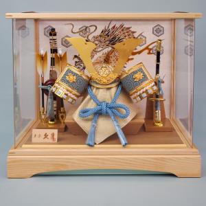 久月 名入れ木札無料 五月人形 兜飾り 取付ケース入り ガラスケース