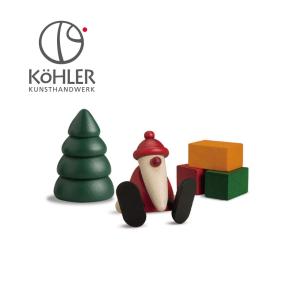 ドイツ製 木製 Kohler クリスマス オーナメント 置物 サンタ 北欧 おしゃれ サンタ3点セット｜ningyohonpo