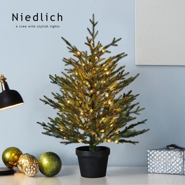 「Niedlich」公式 高級クリスマスツリー 卓上 北欧 おしゃれ 90cm LED ヌードツリー...