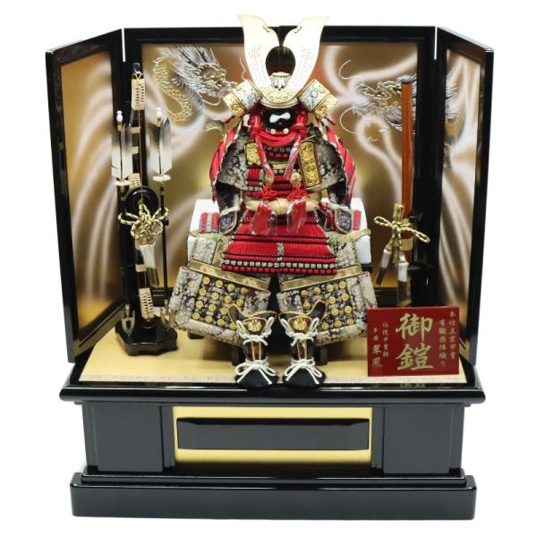 五月人形 鎧飾り高床飾 翠鳳作 10号 若竹 御鎧 盛上金彩龍 2024-yb008 幅90cm