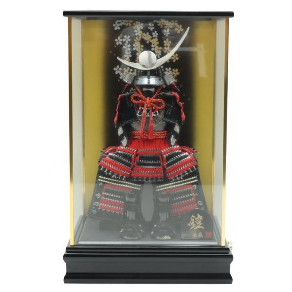 五月人形 ケース入鎧  華風 オルゴール付き 黒塗りケース 2024-yb021 幅33cm