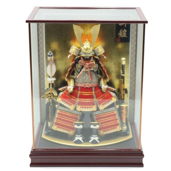 五月人形 ケース入鎧  5号 ワイン塗りケース 2024-yb023 幅48cm