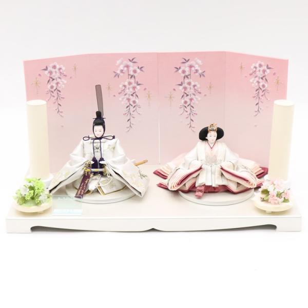 雛人形 親王平飾 美桜 HINADOLL 十番 2人 幅80cm ビーズ刺繍 ラインストーン付屏風 ...