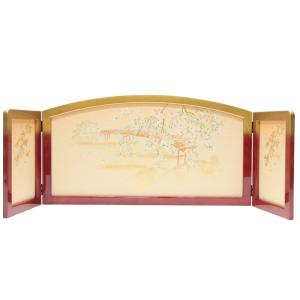 アウトレット品 雛人形屏風単品 15号祇園屏風 ワイン/金金彩桂橋倫光E