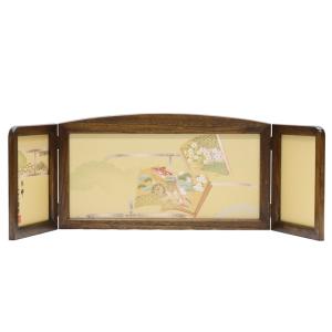 アウトレット品 雛人形屏風単品 10号三月屏風 欅塗刺繍金彩枝垂桜