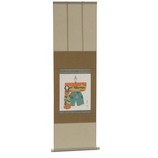 アウトレット品 掛軸節句画 立雛 (筆者：神村紫邦) 桃の節句 22a-ya-2387